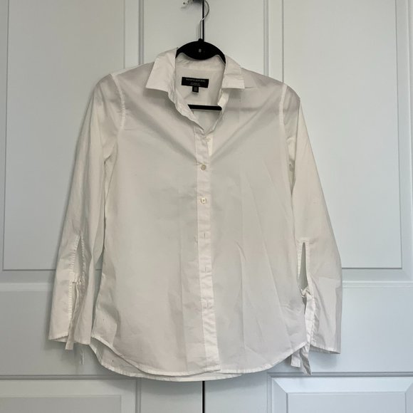Banana Republic White Button Down with Tie Sleeves - Picture 2 of 6